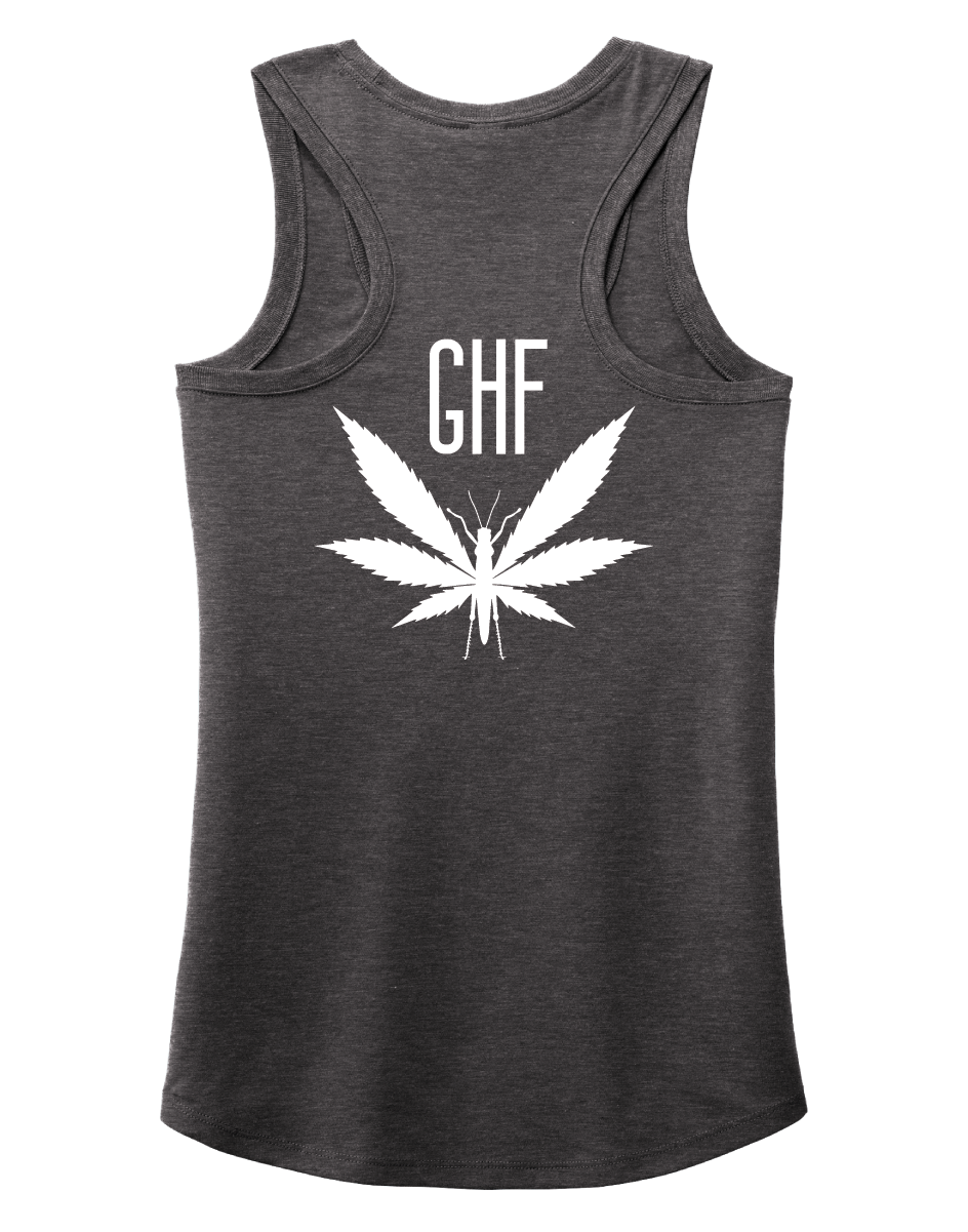 GHF Women's Perfect Tri Racerback Tank with Left Chest Logo and Back Print